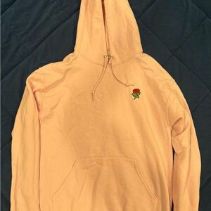 Pink Hoodie with Rose Embroidery